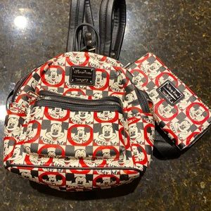 Loungefly Mickey Mouse Mini Backpack/Wallet combo